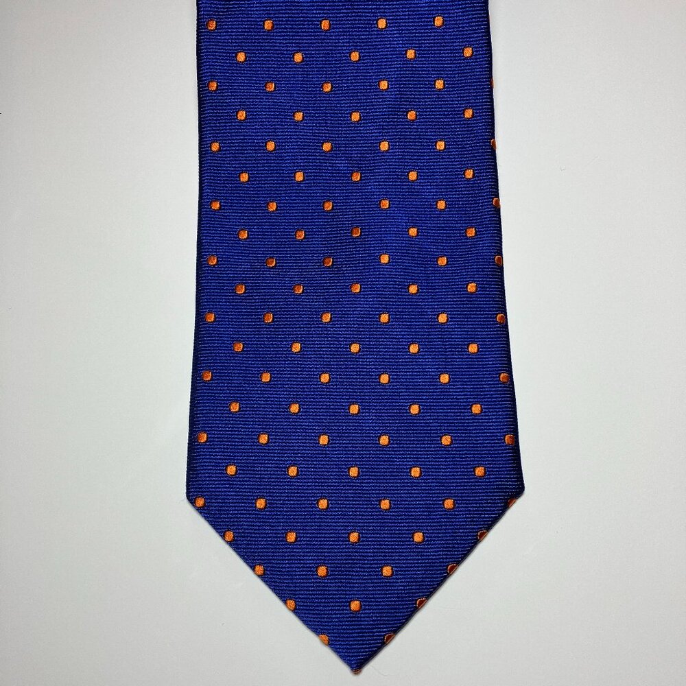 JCrew Blue Orange Polka Dot Silk Necktie
